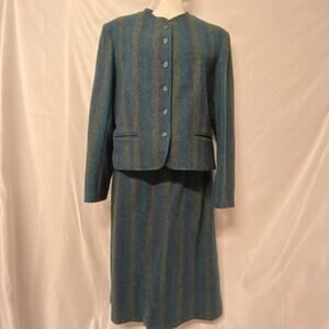 Nordstrom Town Square Suit 100% Wool Vintage Skirt Jacket 2 Piece Lined